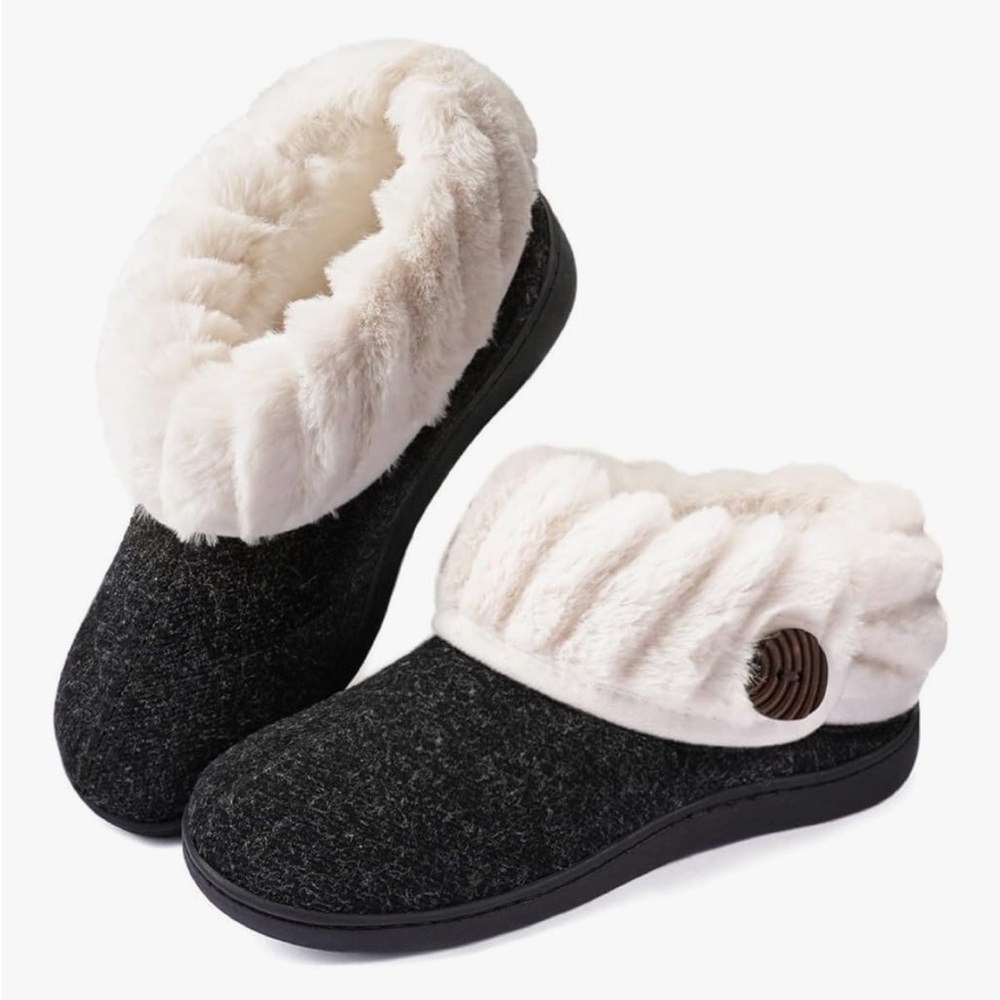 NWT Wishcotton Women's Wool Memory Foam Winter Slippers Indoor Outdoor Size 8